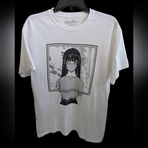 Anime Girl In Mask White Tshirt Spencer's/Threadless